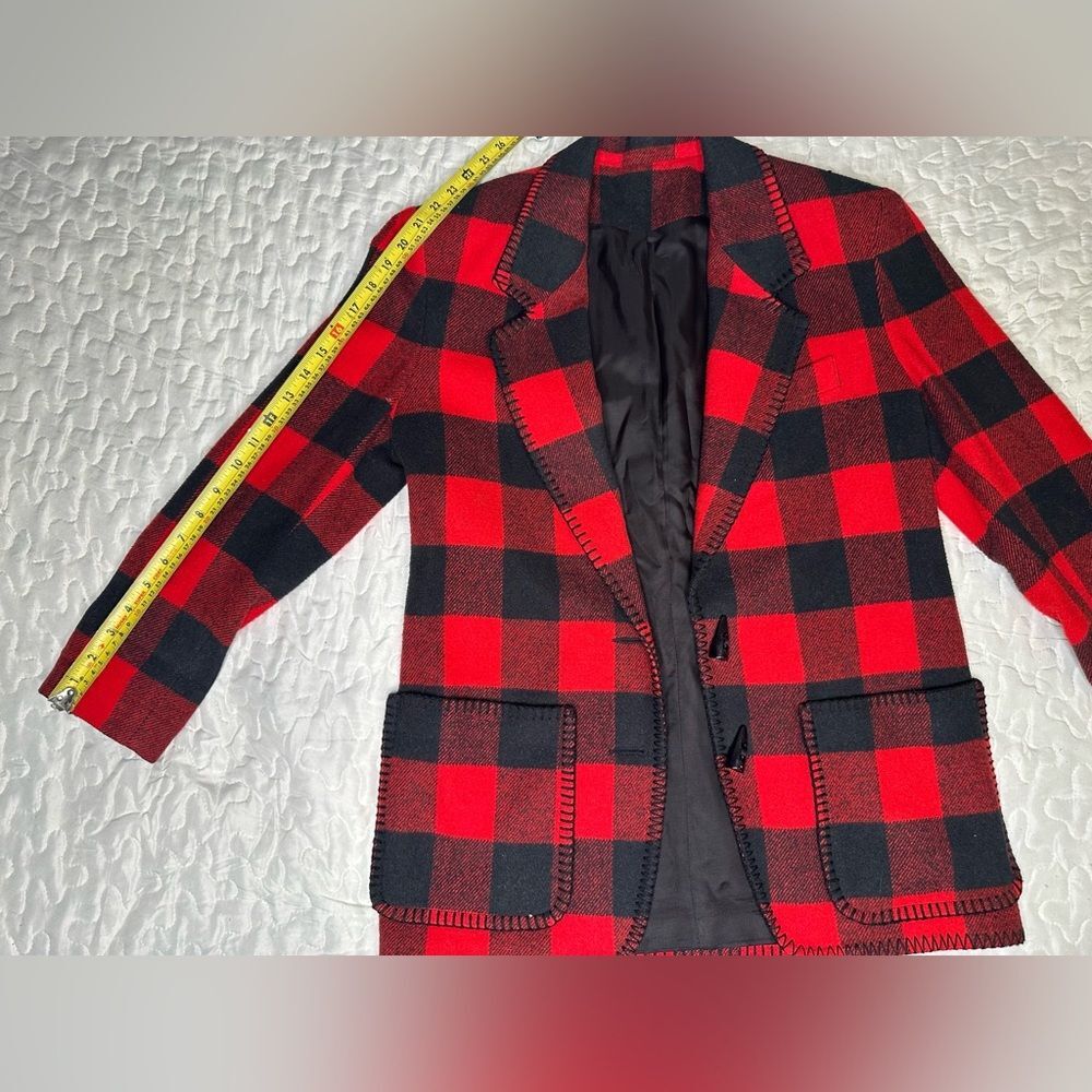 Vintage 90s Buffalo Plaid Wool Blend Skirt Suit Matching Set Ninety Made in USA - Picture 12 of 15